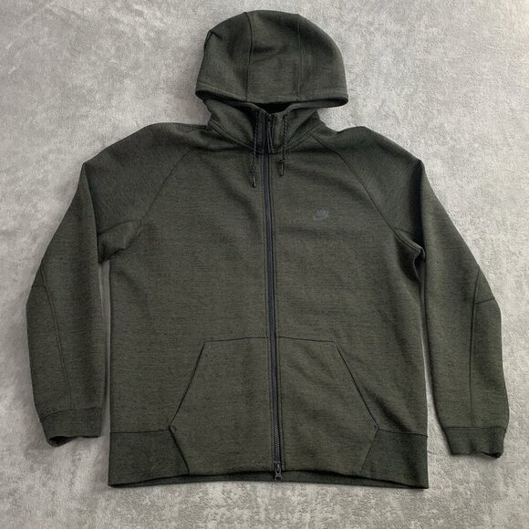 Nike Jacket Mens XL AW77 Tech Fleece Full Zip Sweatshirt Hooded Green 559592-325 - Picture 1 of 9